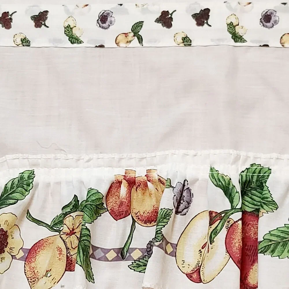 VTG Fruit Kitchen Ruffle Valance Set Cottagecore Grandmacore Farmhouse Country